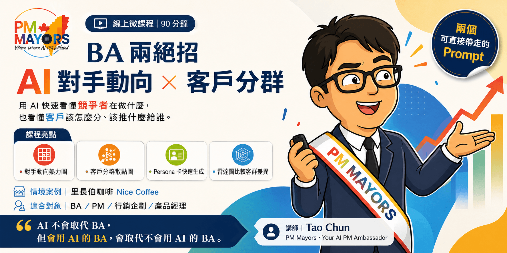 【線上微課程】AI 商業兩絕招:AI 對手動向 × 客戶分群