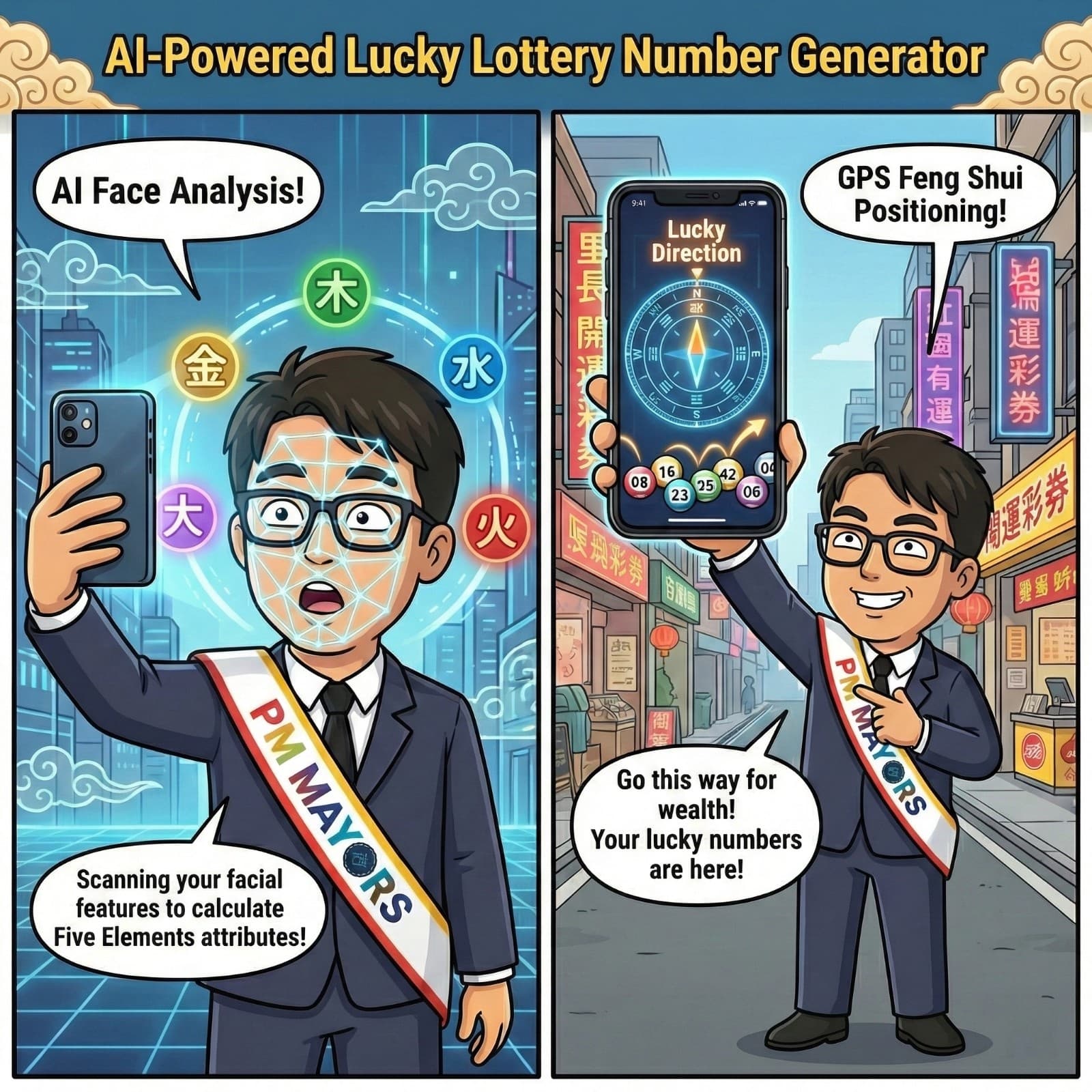 AI Lotto Wizard: Facial Element Analysis & Real-Time GPS Wealth Navigation